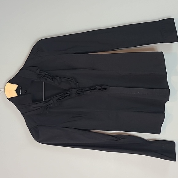 Elie Tahari Fitted Blouse Ruffle Front Button Down Casual Office Stretch - Picture 1 of 6